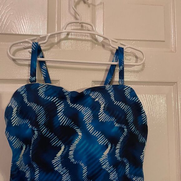 Swimsuits For All Size 18 Tankini Bikini Swimwear Top Blue White Plus Size - Picture 3 of 10